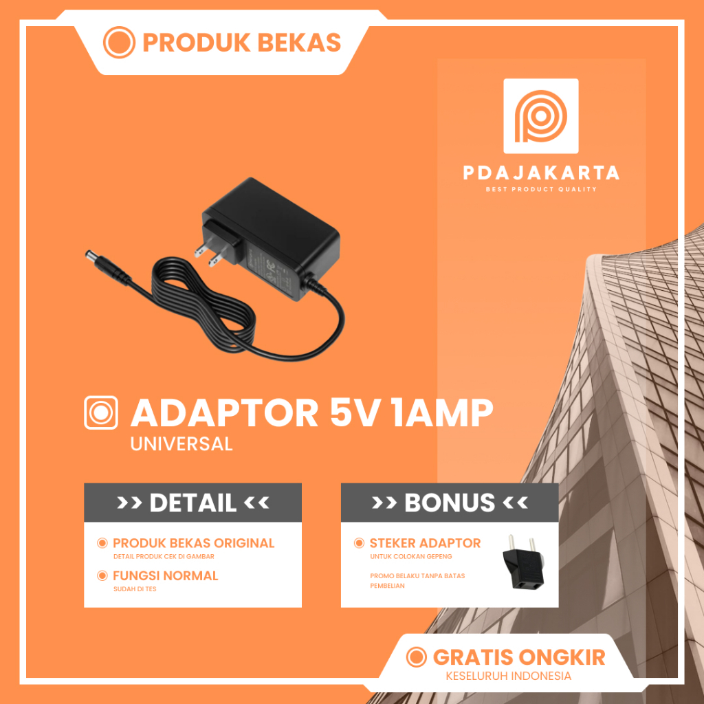 Adaptor 5V-1A Untuk Router/Modem/Decoder Universal Bekas Original