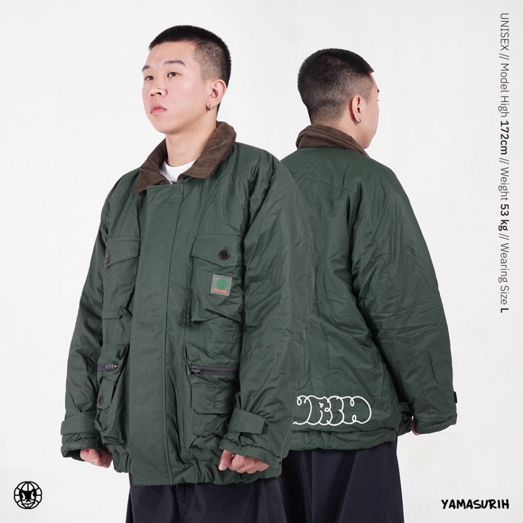 Yamasurih Fishing Puffer Jacket Hijau Tosca - BASS RISE - Nilon Quilting 6os