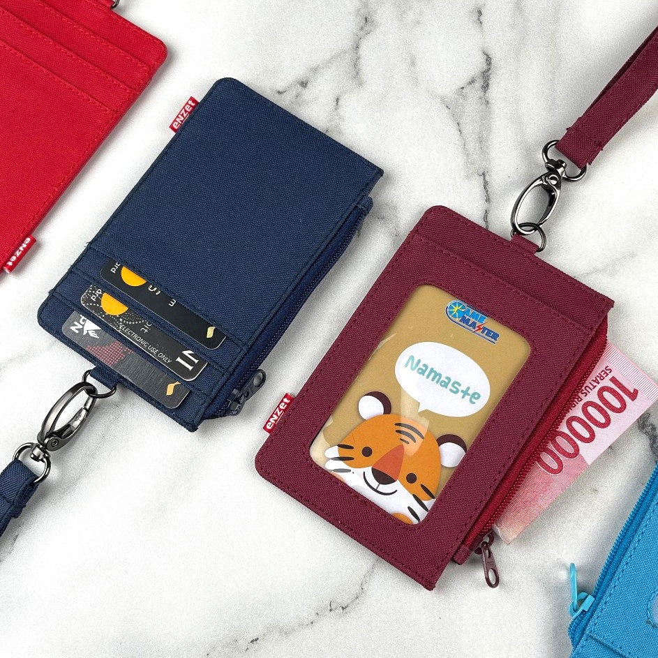 

Murah Terbatas ID card holder hanging wallet name tag kartu lanyard zipper kain kanvas polos