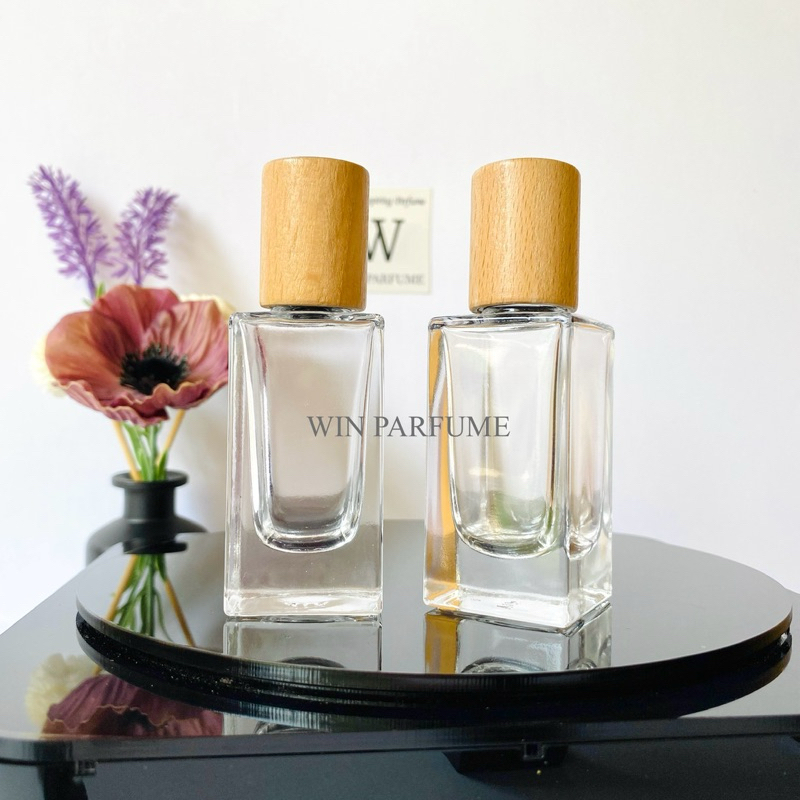 Botol Parfume Mewah 30ml Serenity Semi Press Tutup Kayu Wood Ring Spray Silver