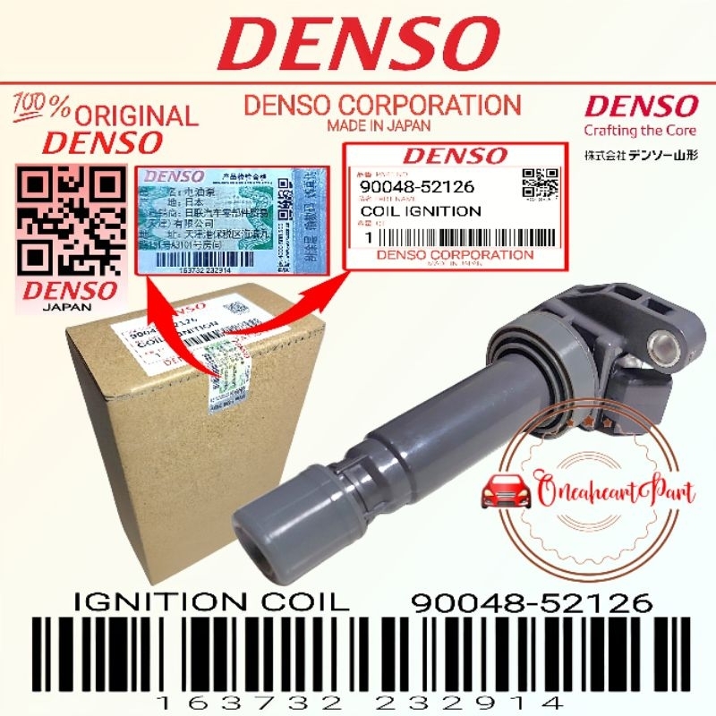 KOIL IGNITION COIL PENGAPIAN KUMPARAN XENIA 1000CC 1.0 90048-52126 DENSO JAPAN ASLI