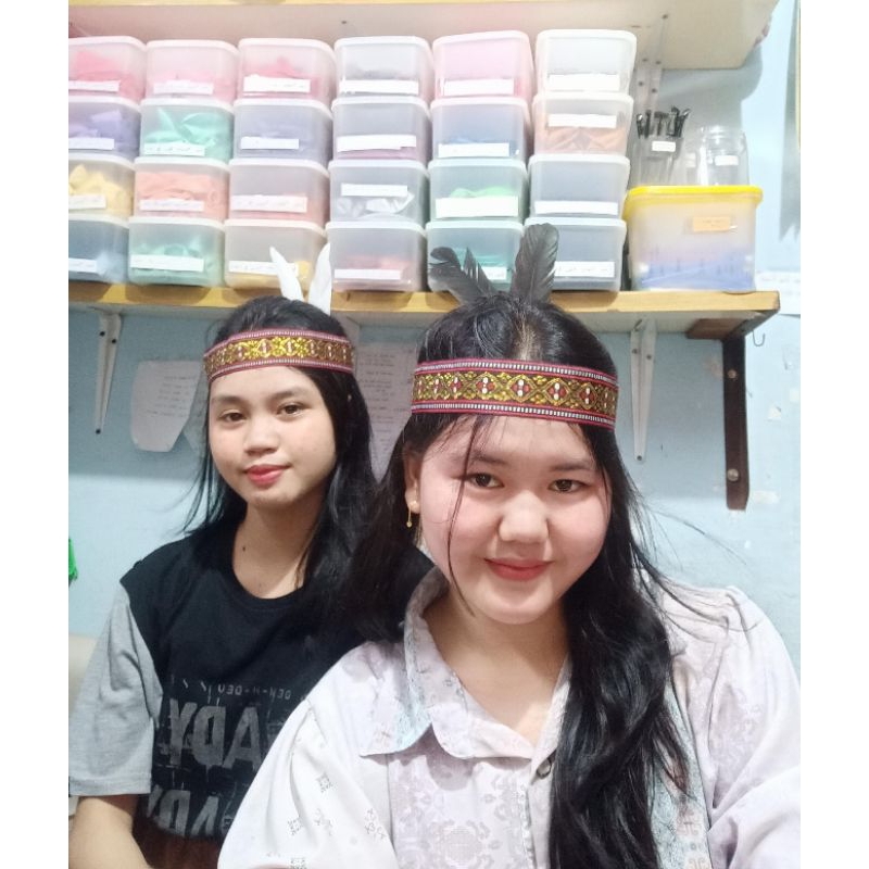 BANDO BULU ADAT DAYAK HIASAN KEPALA TARI | BANDANA BULU ADAT DAYAK BANDO DAYAK BANDO TARI KARNAVAL