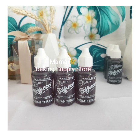 

TOFFIECO Food Coloring Pewarna Makanan Merah Terang BRIGHT RED 25ml Re