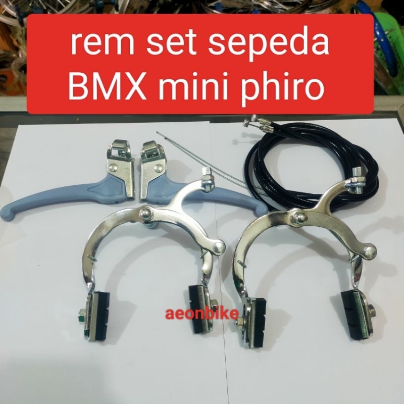 rem set phiro sepeda BMX mini rem u brake sepeda BMX depan belakang