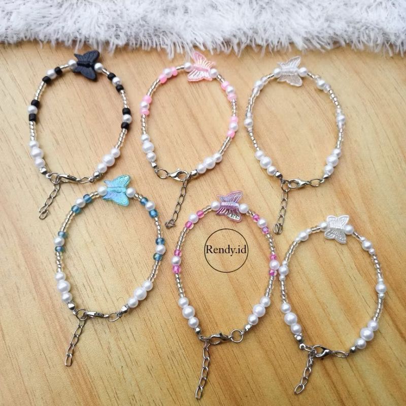 Mix Pearl Bead Bracelet, Bead Ring, Cute Butterfly Model, Aesthetic Butterfly Bracelet, Cute Bracele