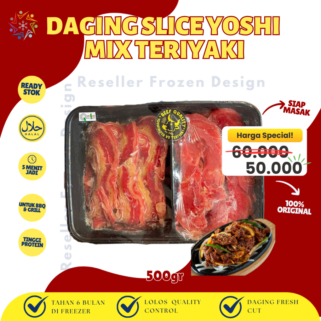 

DAGING SLICE SHORTPLATE YOSHINOYA MIX TERIYAKI 500GR | DAGING BBQ | SLICE TIPIS | AYCE | SUKIYAKI