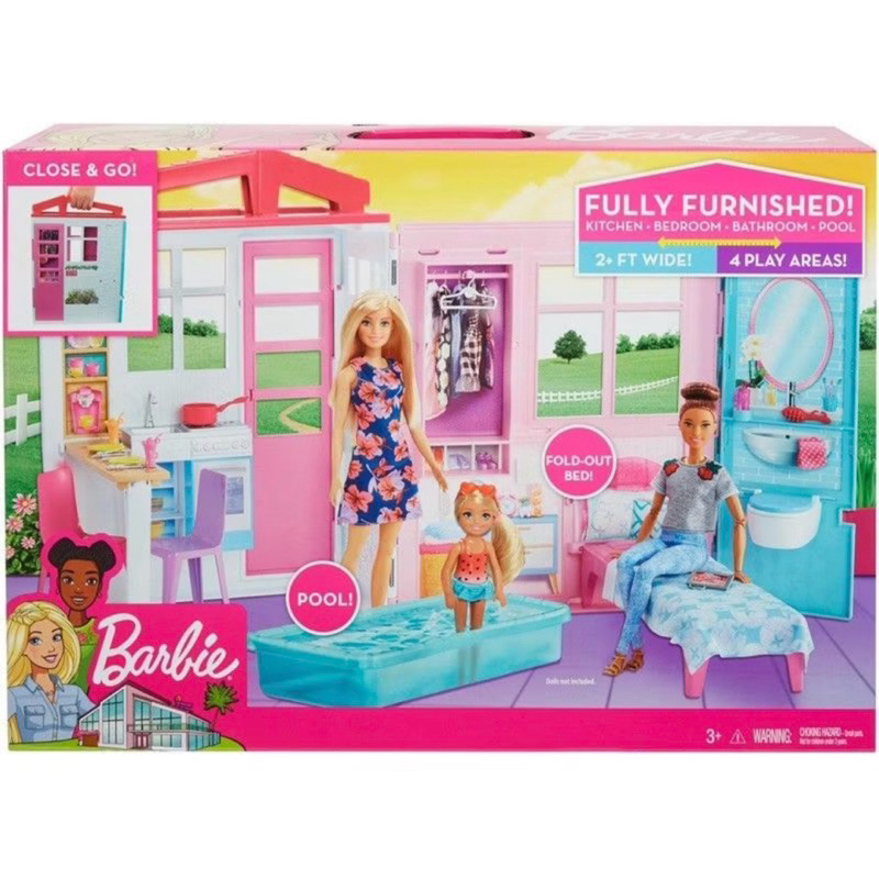 preloved Barbie House Close & Go Furniture and Accessories Fully Furnished rumah barbie boneka maina