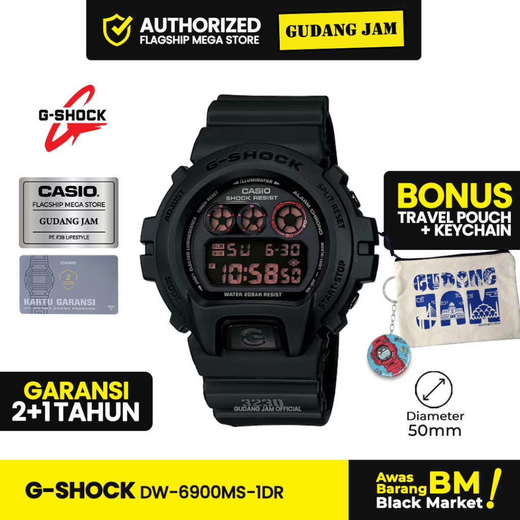 POLO_ Jam Tangan G shock Original DW-6900MS-1DR DW-6900MS DW-6900 DW6900MS