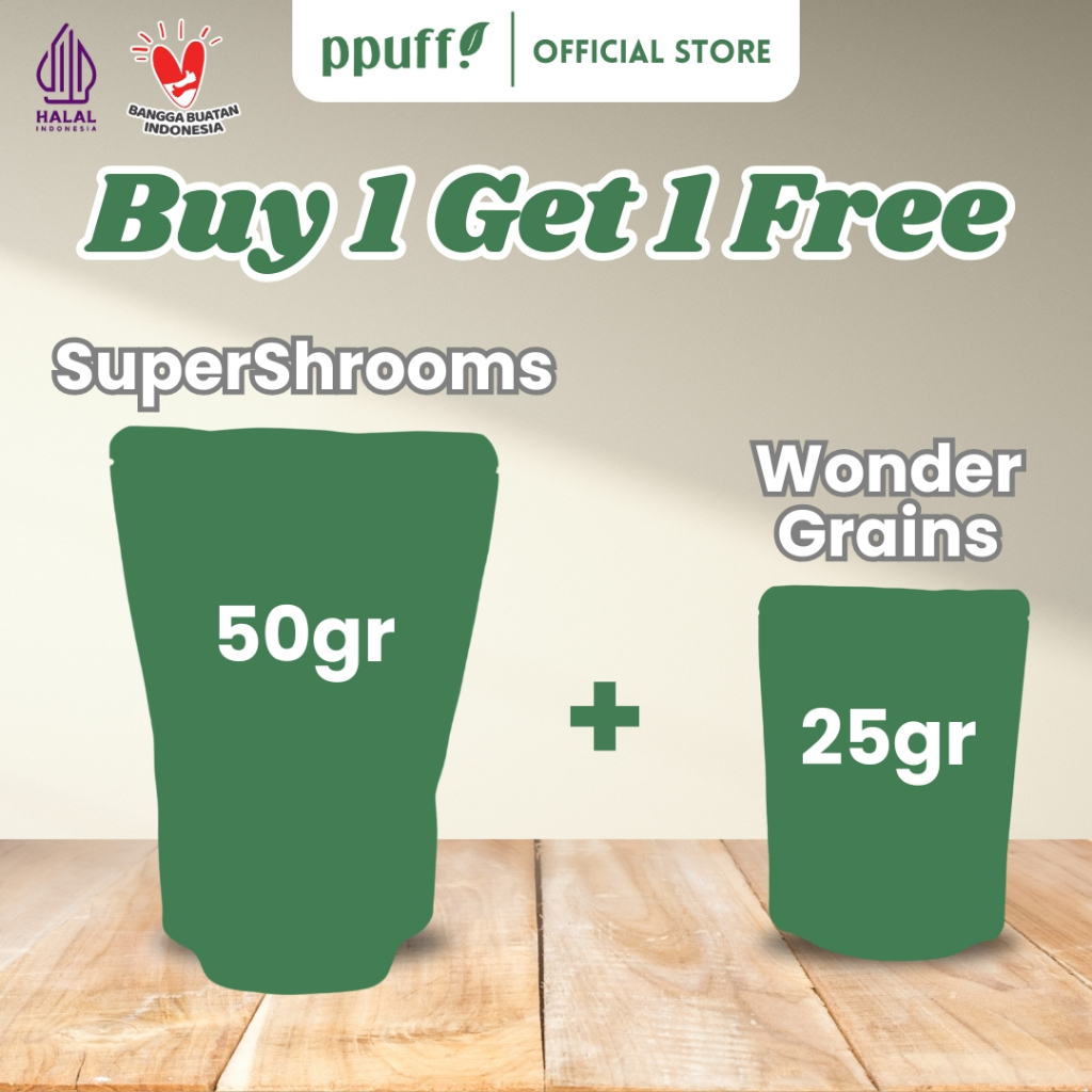 

BUY 1 GET 1 (Supershrooms 50gr + All Variant Wonder Grains 25gr)