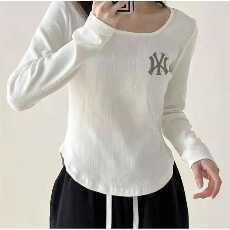 Crop Top Rib Lengan Panjang Wanita Baju Kaos Wanita Rapcopter