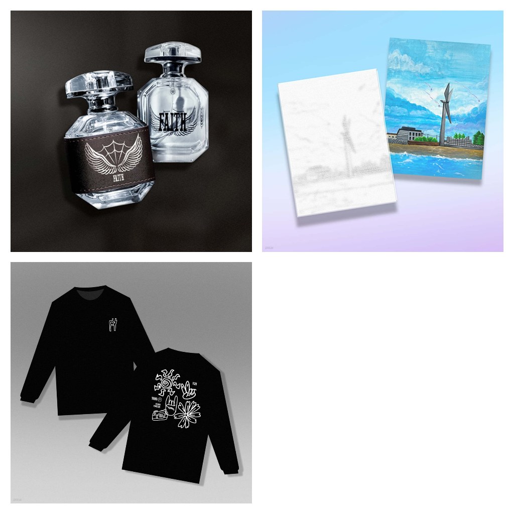 

ATEEZ BDAY KIT [HONGJOONG PERFUME] : FAITH / [JONGHO PAINTING KIT] : BY. ♡ / [WOOYOUNG LONG SLEEVE] : FY
