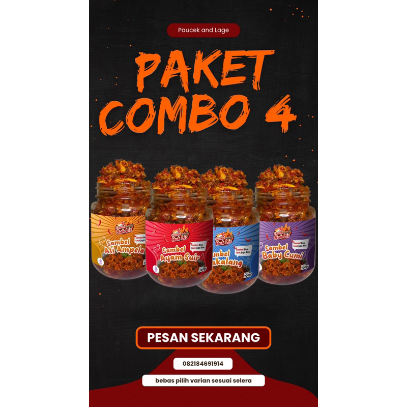 

SAMBEL BUKLIS COMBO ISI 4 HEMAT BANGET ayam suir, cakalang,cumi, atiampela