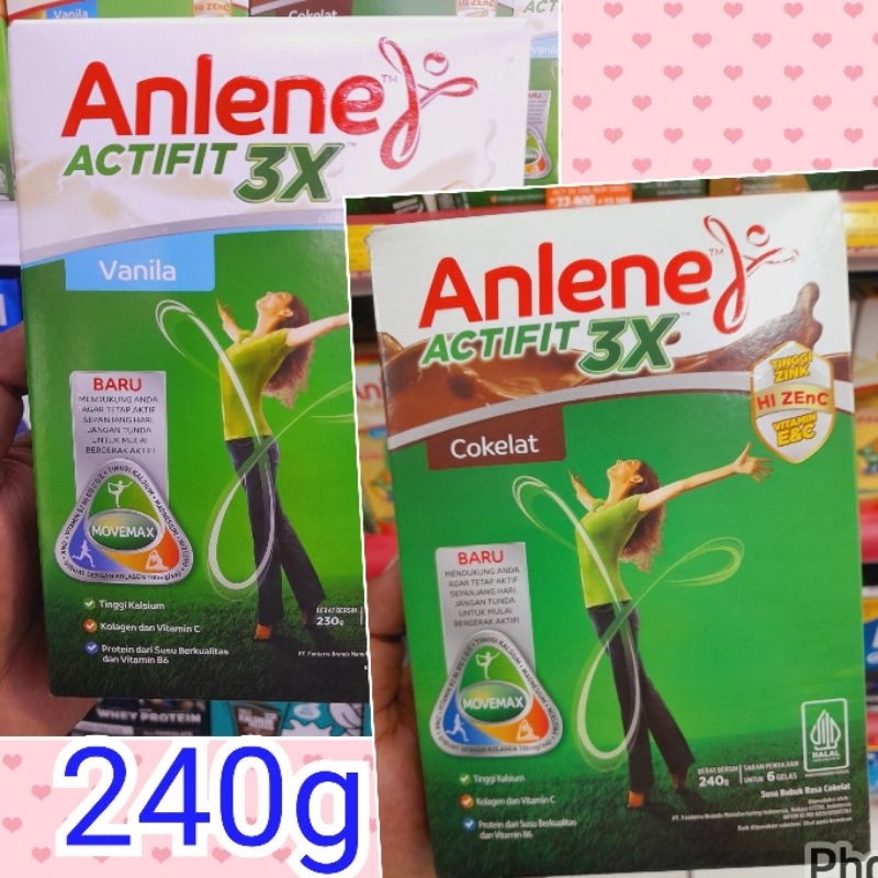 

anlene actifit 3x susu bubuk dewasa vanila & coklat 240g - tulang otot dan sendi