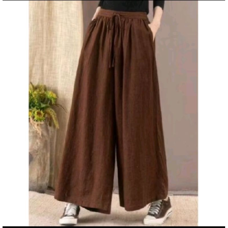 ￼Celana kulot super jumbo terbaru kain Katun Linen Original
