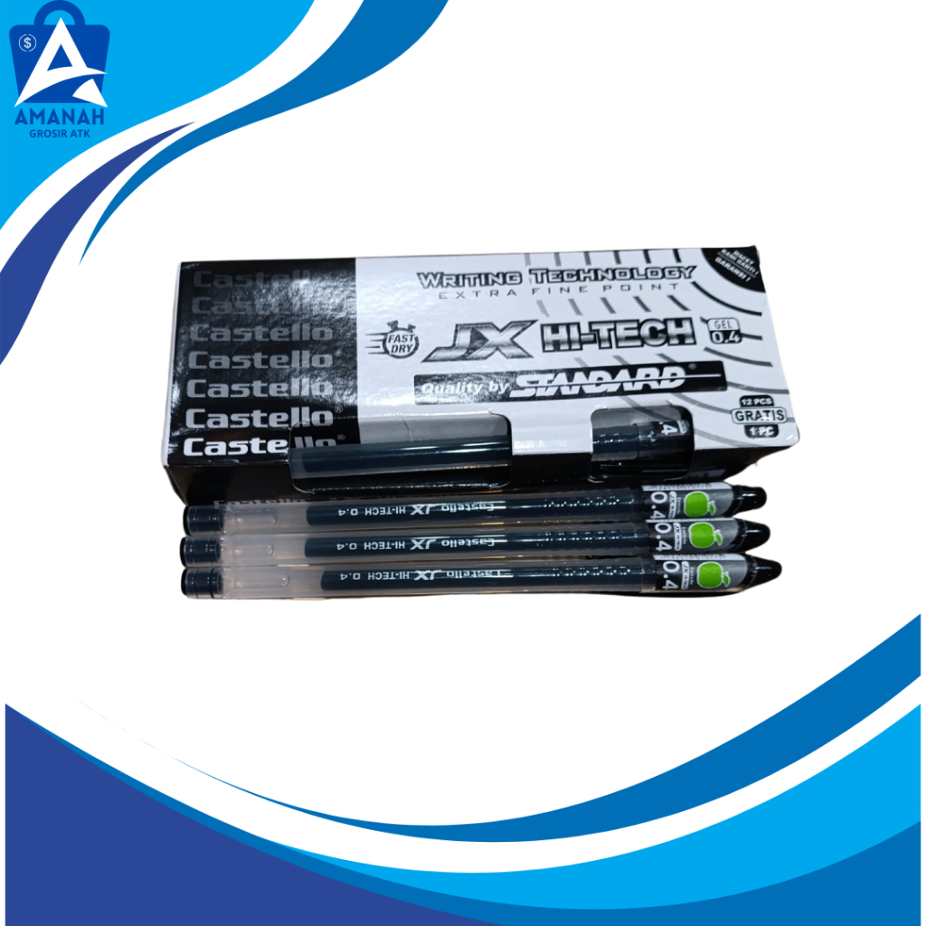 

Pulpen / Bolpen / Pulpen gel / Pulpen murah JX HI TECH STANDARD CASTELLO 1pack 12pcs + 1pcs 12pcs + 1pcs
