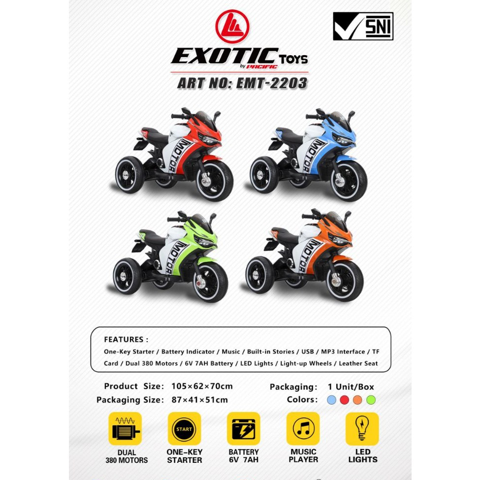 Mainan Motor Aki Anak EXOTIC EMT-2203