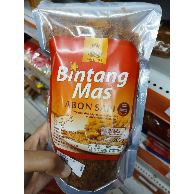 

Abon Sapi Bintang Mas 200g varian Pedas Manis Ekstra Bawang Goreng Oleh-oleh Khas Lombok