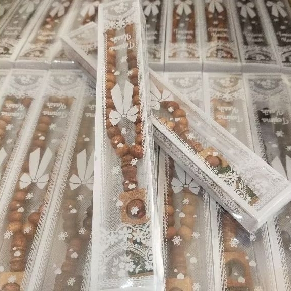 100pcs Souvernir Tasbih Mutiara Kemas Mika Motif Souvernir Pernikahan//Hadiah Khitanan