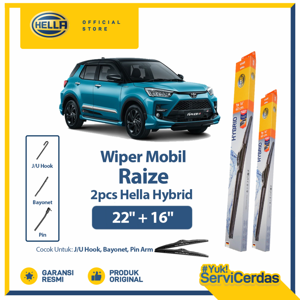 Wiper Mobil TOYOTA Raize 22” + 16” (2pcs) - HELLA Hybrid