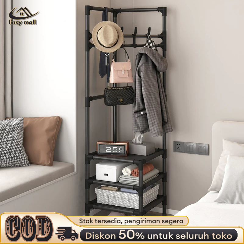 Rak Baju Gantung Sudut Rak Hanger Sudut Stand Hanger Sudut Gantungan Baju Sudut 45X45X180cm