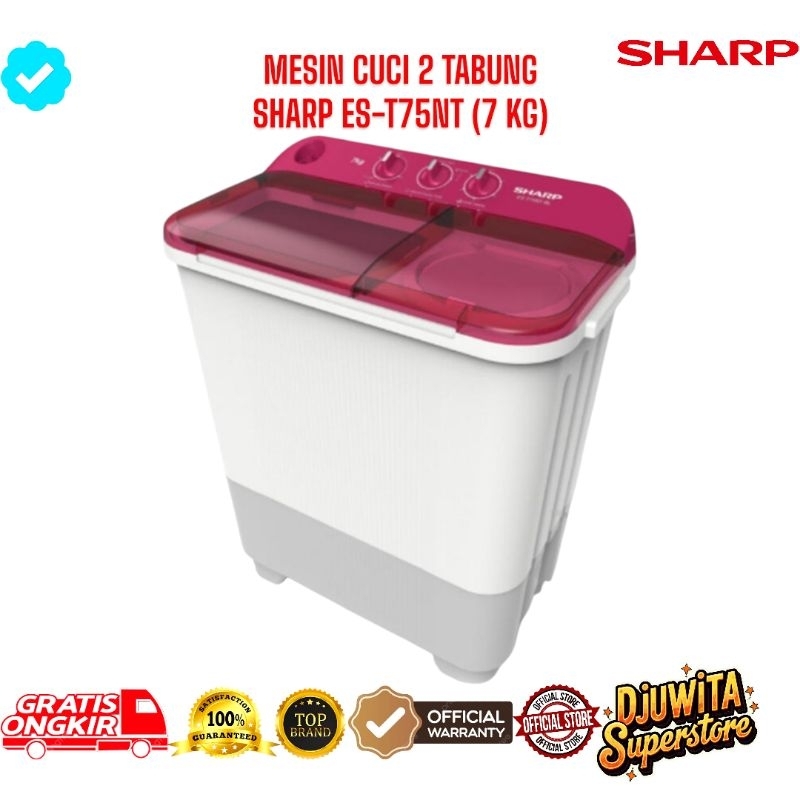 SHARP MESIN CUCI 2 TABUNG ES-T75NT