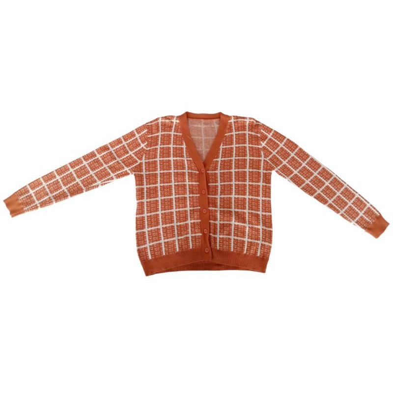 Cardigan motif kotak wanita