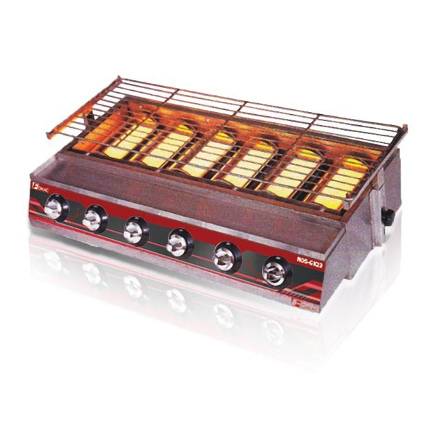 FOMAC 6 Head Environment Friendly Roaster (Gas) ROS-GK23 ROS-GK233 / Mesin Pemanggang Gas 6 Tungku