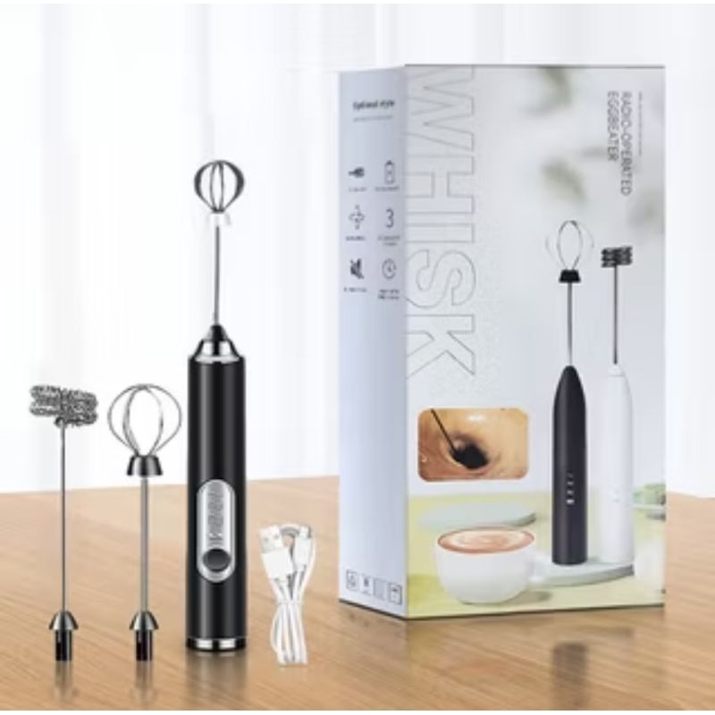 2 Kepala Mixer Listrik Mini Pembuih susu Pengaduk Minuman Portabel Pembuih Kopi