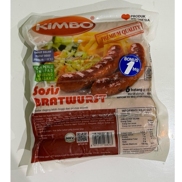 

SOSIS JUMBO KIMBO BRATWURST 500gr isi 7pcs. Siap saji dan 100% HALAL