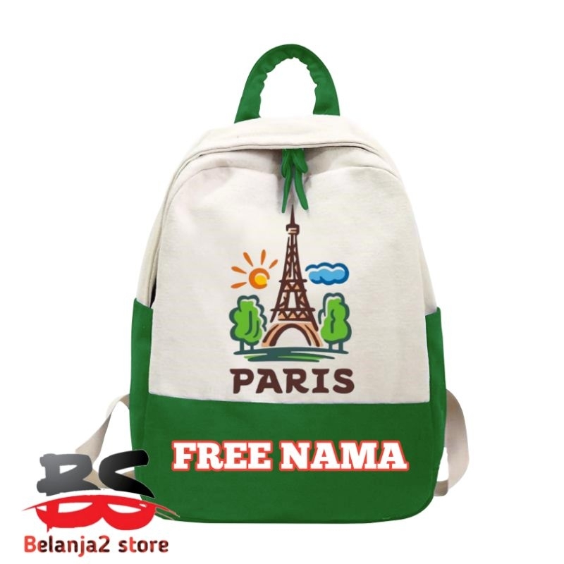 TAS RANSEL ANAK MOTIF GAMBAR MENARA PARIS TAS SKOLAH GRATIS NAMA