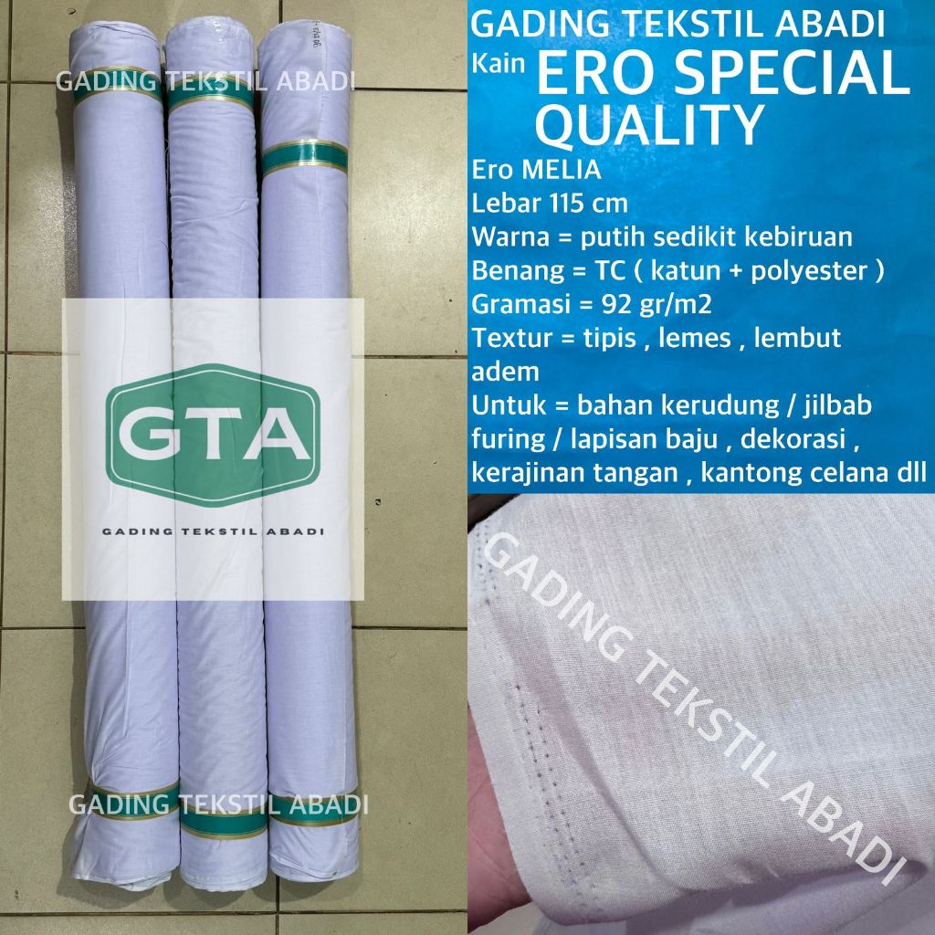 ( per 1 roll  ) kain ero erro katun putih SPECIAL QUALITY lebar 115 cm bahan kain kerudung hijab jil