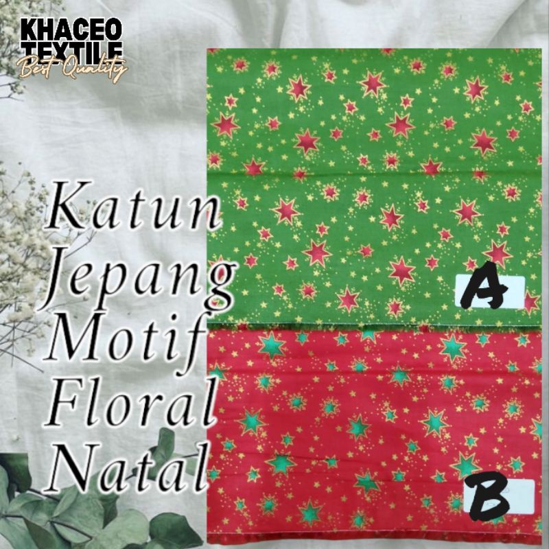 PROMO Kain Katun Jepang Motif Floral Natal/Kain Katun Jepang/Katun Jepang Premium