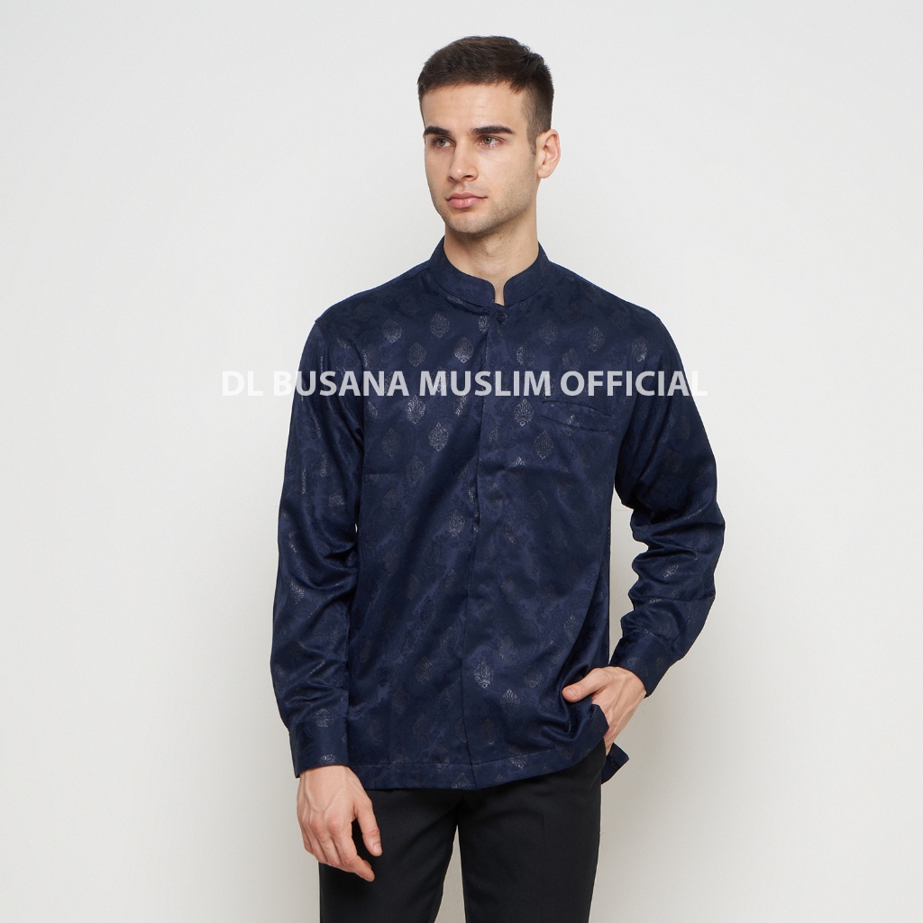 DL Busana Muslim, Baju Koko Pria Warna BIRU DONGKER, Baju Muslim DL, Baju Koko DL Warna BIRU DONGKER