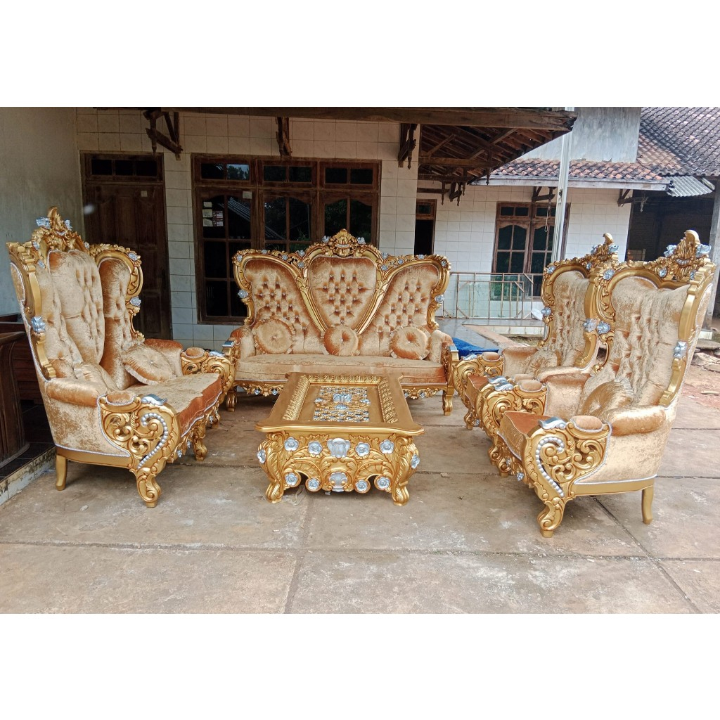 Kursi tamu set kayu jati ukiran jepar - Sofa tamu set belagio kayu jati mewah