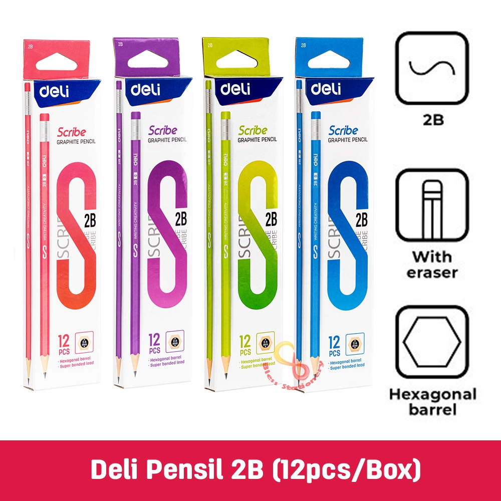 

Pensil 2B DELI Pensil kayu Pensil ujian Pensil komputer Pensil Scanner Graphite pencil (12pcs)