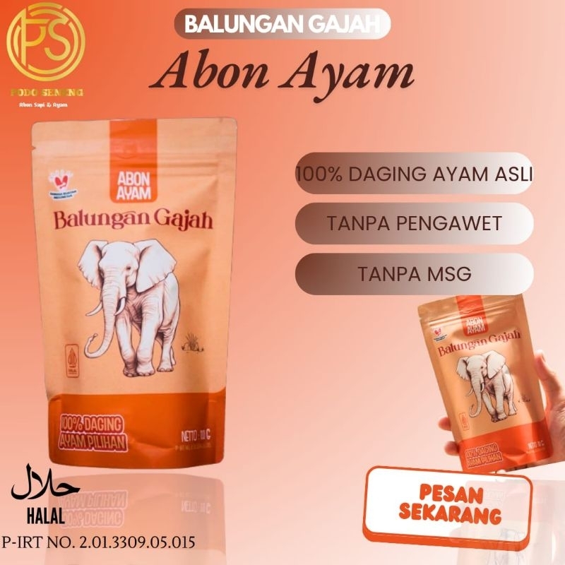 

ABON AYAM BALUNGAN GAJAH 100% DAGING PILIHAN