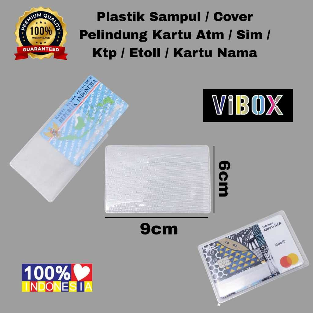 

(1pc) Vibox Cover Plastik Pelindung Kartu ATM / SIM KTP Sampul Cover Flazz Etoll Card Pembungkus Tebal Awet Premium Terlaris GLX
