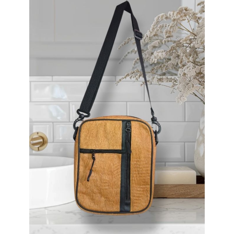 tas selempang pria unik tas selempang kulit kayu waru