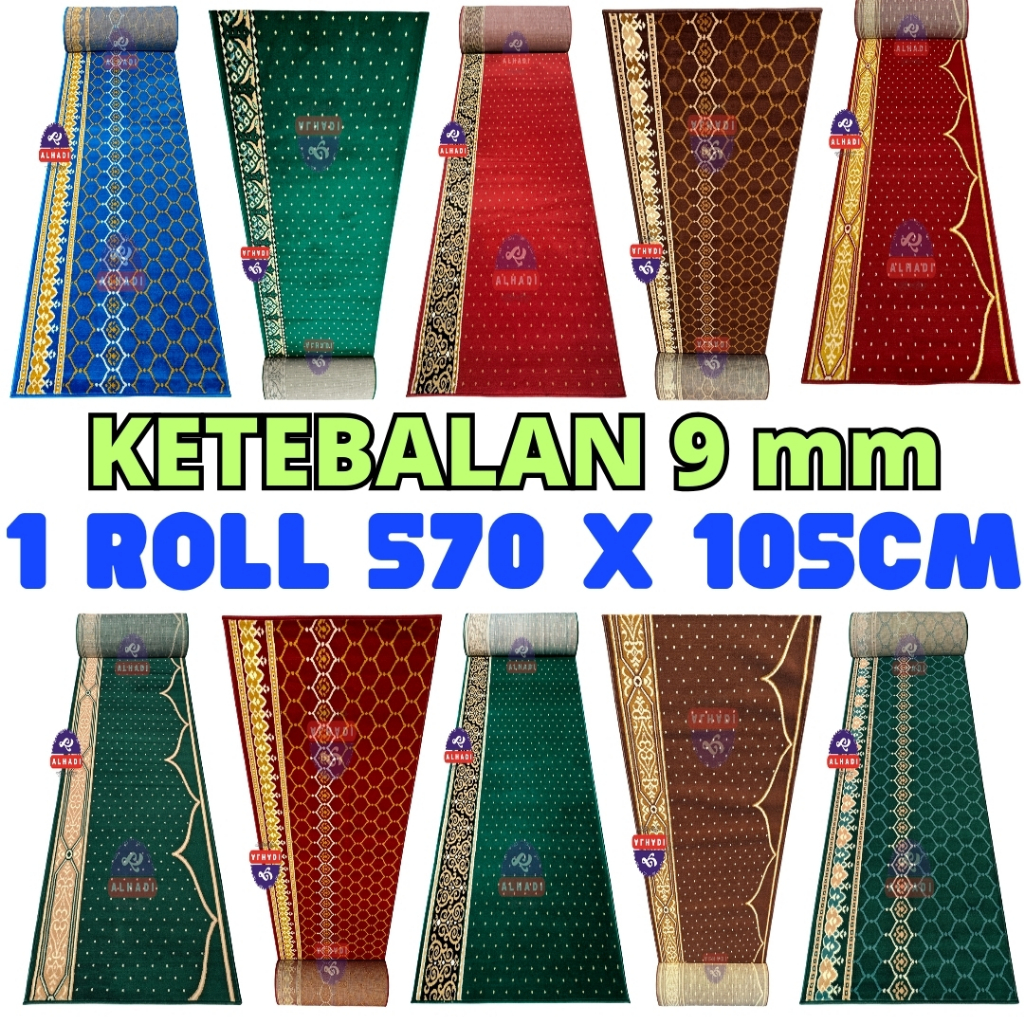 Karpet Masjid 1 Roll Ukuran 570x105cm Tebal 9mm Lembut untuk Musholla