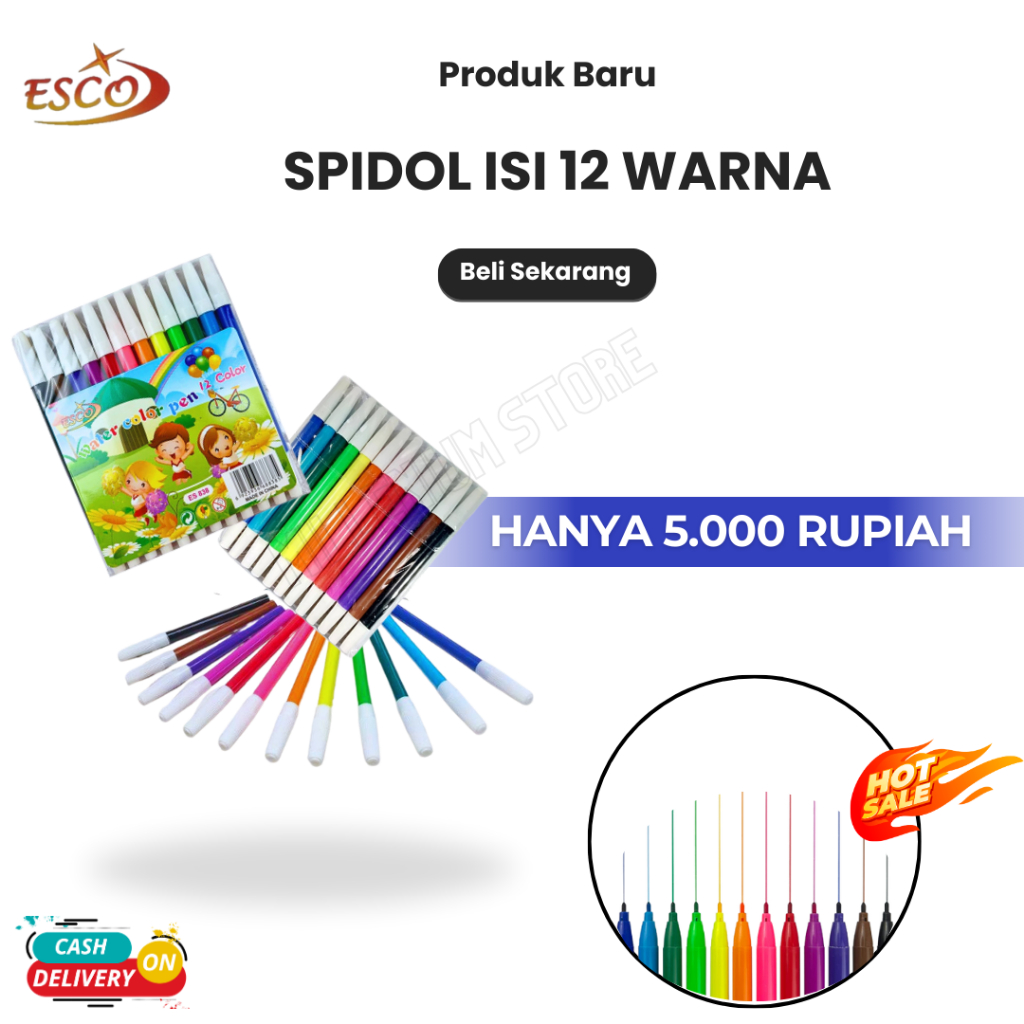 (Promo isi 12 pcs ) Spidol 12 Warna Set Murah/Colouring Marker Pencil/Spidol Warna Warni / Spidol 12