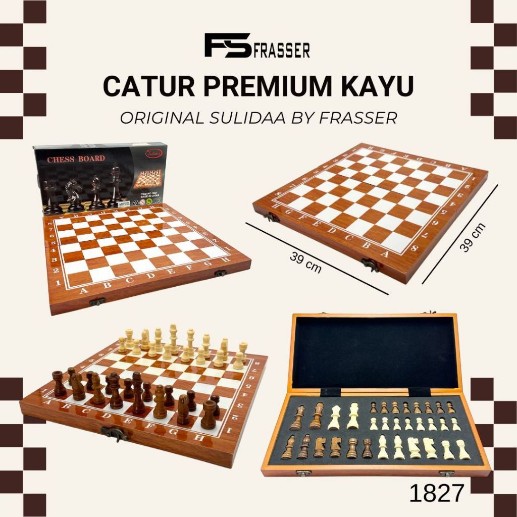Frasser Sulida Papan Catur Premium  Papan Catur  Kayu Papan Catur Lipat Chess Board CTRPPN 09