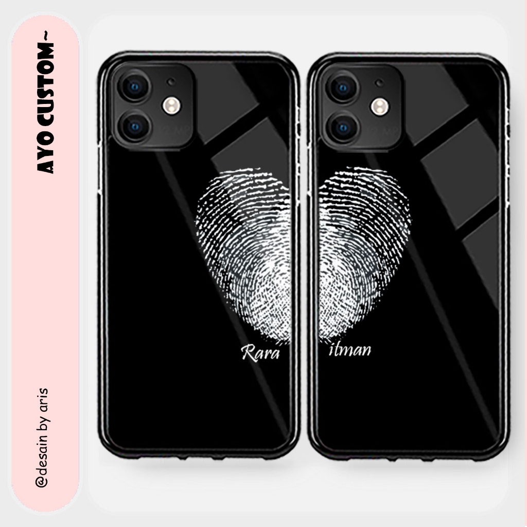Case Couple FINGER LOVE Hardcase 2D Glossy Couple Requaest nama Ready for all type hp..