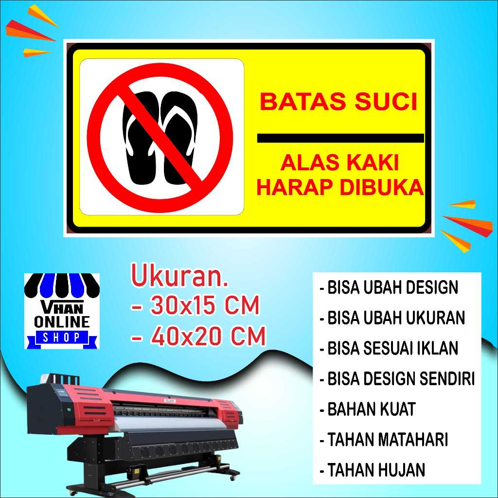 

Cetak Sticker Alas Kaki Harap Dibuka Bahan Glosy Kuning