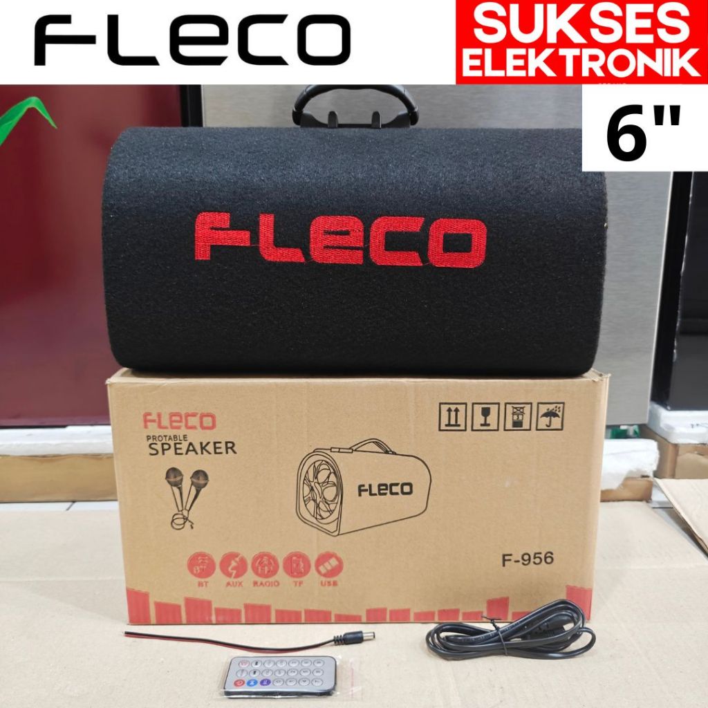 SPEAKER MOBIL 6 IN FLECO F-956 SUBWOFFER SUBWOFER 6IN INCH INC SPIKER BLUETOOTH KAROKE