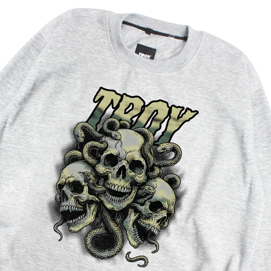 Troy Company Sweater Crewneck Misty Nightmare - Sweater Crewneck Pria Abu Misty SW 2855