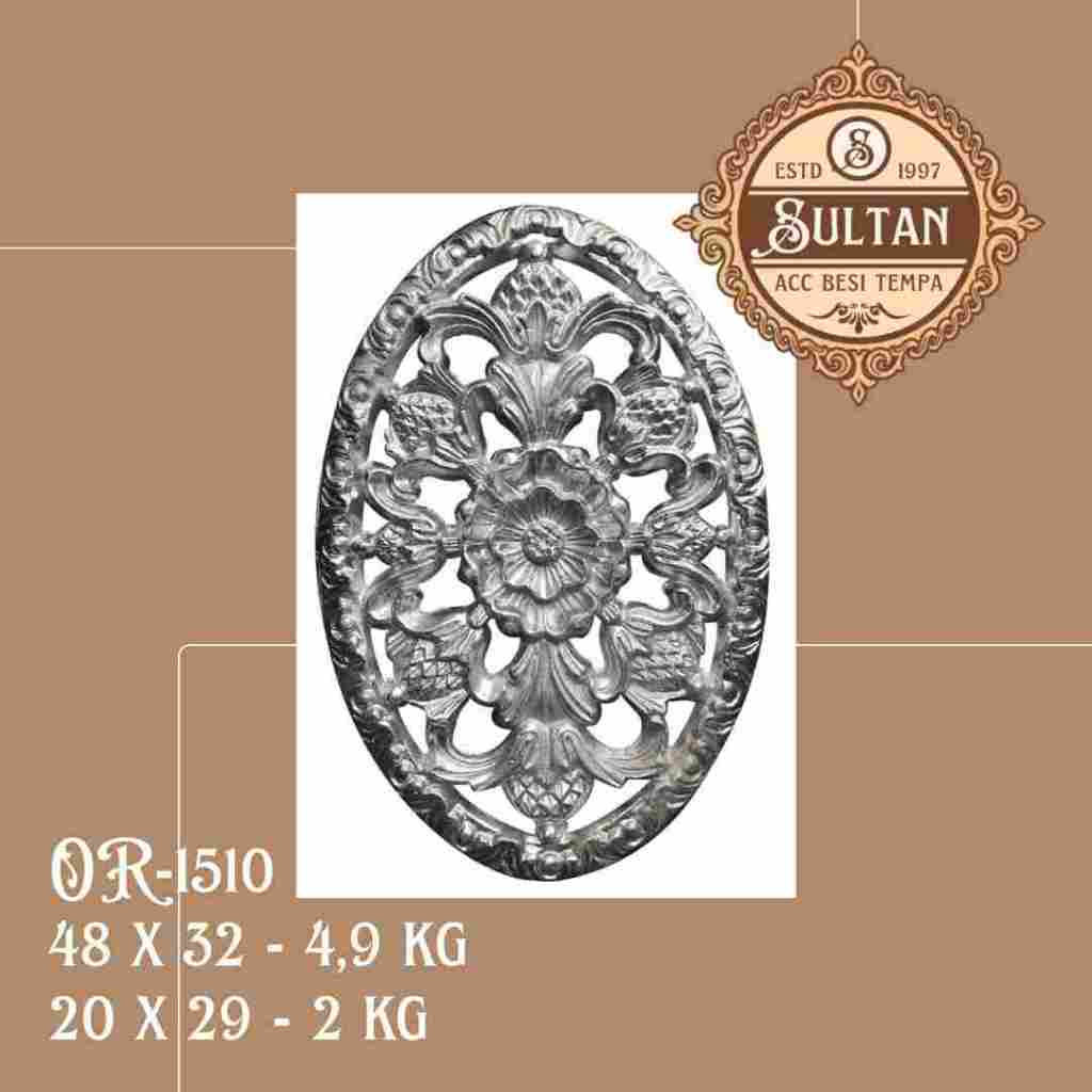 Sultan Besi Tempa / OR-1510 / Ornamen Daun Besi Tempa / Ornamen Pagar Besi Klasik / Aksesoris Besi T