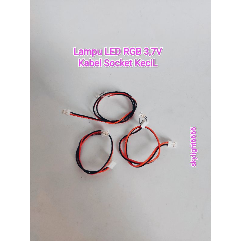 Lampu LED RGB 3,7V (Panjang) + Kabel Socket Kecil