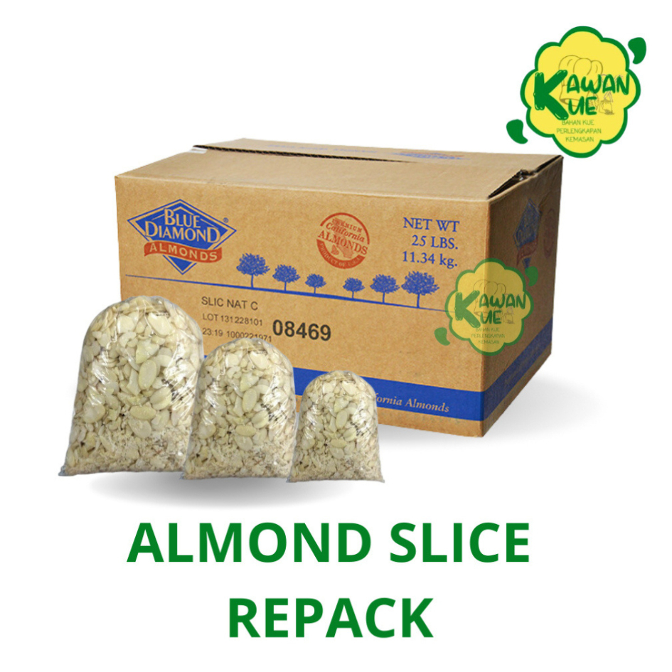 

KACANG ALMOND SLICE REPACK KEMASAN TIMBANG 100 GR