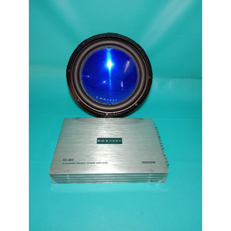 Power EMBASSY EA-460 4Channel 10000Watt & Subwoofer EMBASSY EW-126 600Watt 12 INCH Audio Mobil