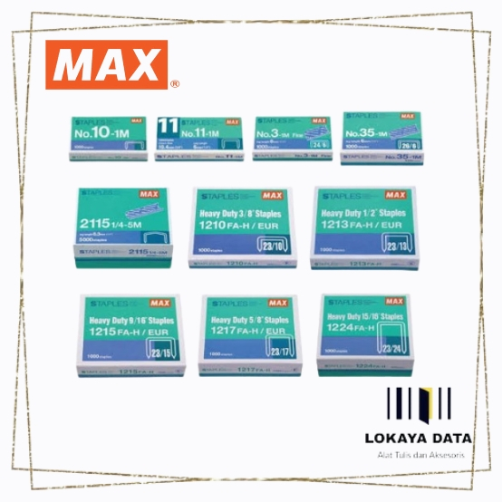 

MAX ISI / REFIL STAPLES NO 10 / NO.3 (HARGA = 1 BOX KECIL)